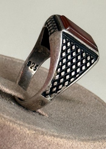 925 AYAR GÜMÜŞ ESKİ AKİK TAŞLI YÜZÜK - Görsel 5