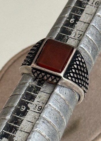 925 AYAR GÜMÜŞ ESKİ AKİK TAŞLI YÜZÜK - Görsel 2