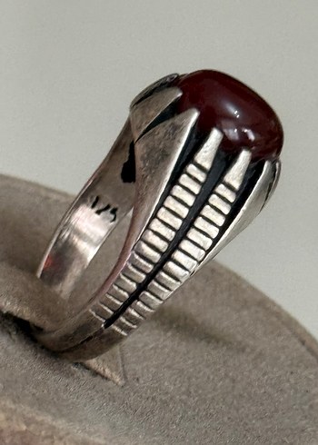 925 AYAR GÜMÜŞ ESKİ AKİK TAŞLI YÜZÜK - Görsel 5