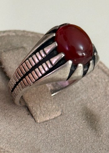 925 AYAR GÜMÜŞ ESKİ AKİK TAŞLI YÜZÜK - Görsel 4