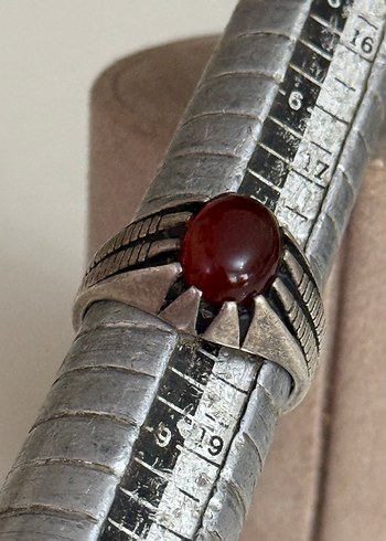 925 AYAR GÜMÜŞ ESKİ AKİK TAŞLI YÜZÜK - Görsel 2