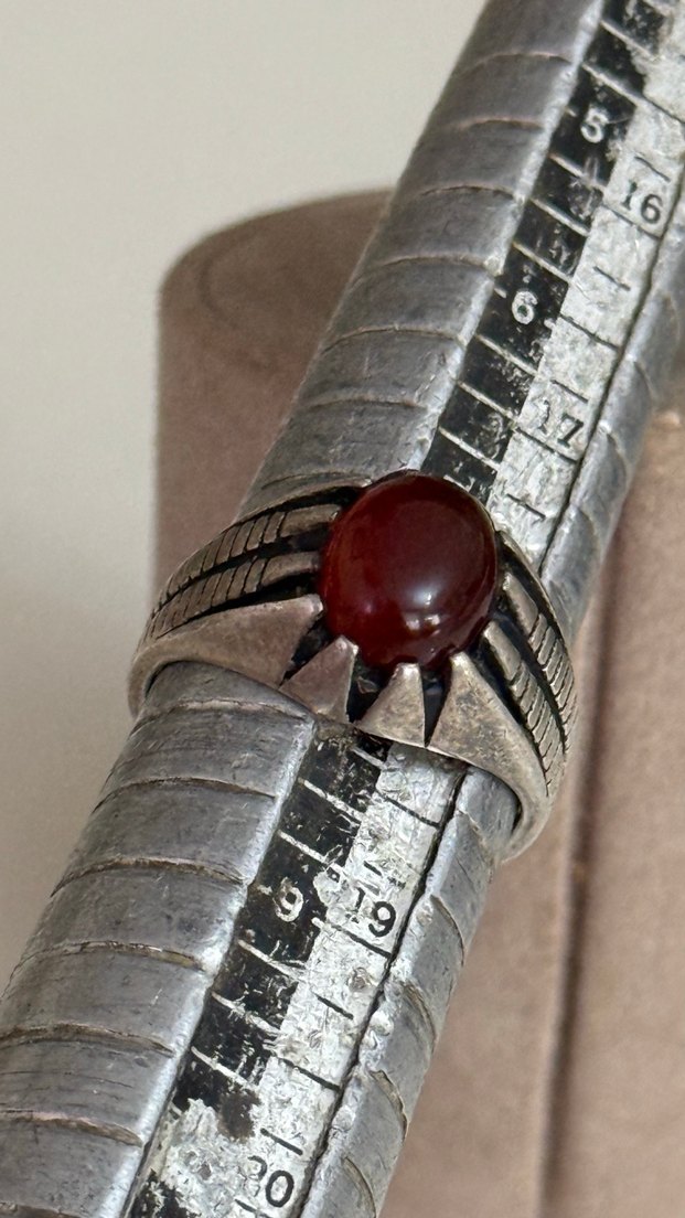 925 AYAR GÜMÜŞ ESKİ AKİK TAŞLI YÜZÜK - Görsel 2