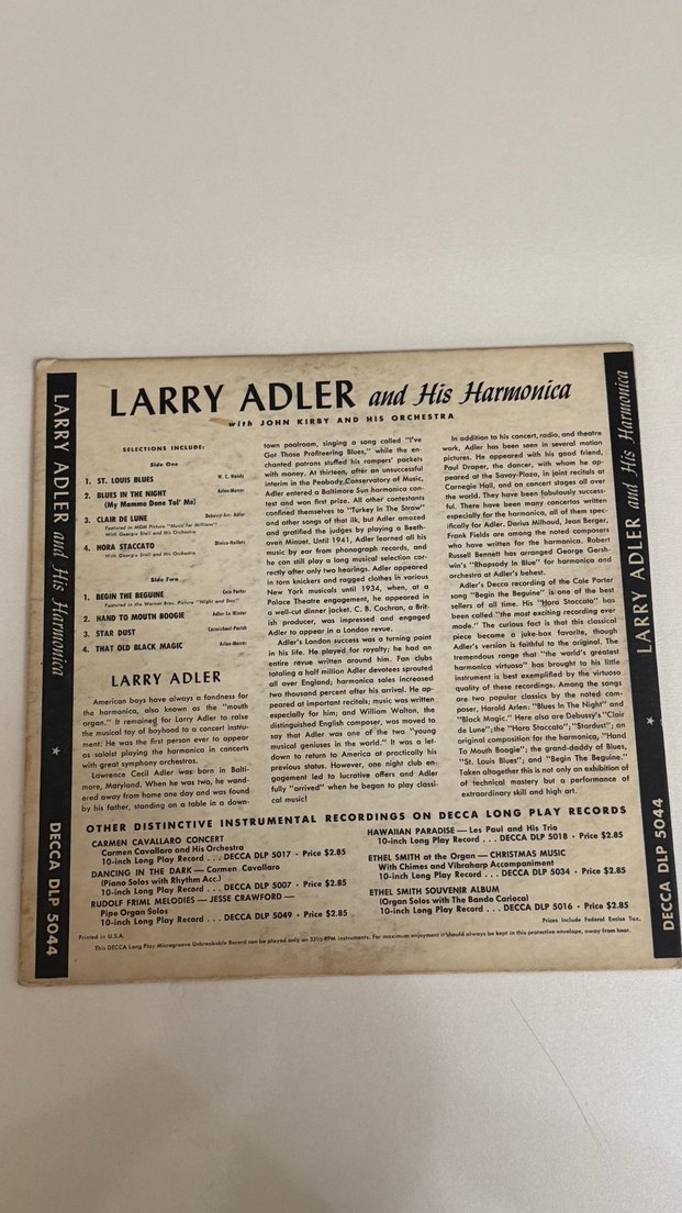 Larry Adler Long Play 33'lük Plak - Görsel 2