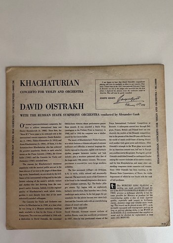 Khachaturian Keman Konçertosu Plak Albümü - Görsel 2