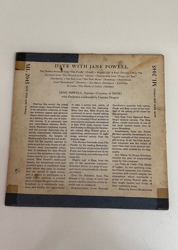 Jane Powell - Date With LP Albüm - Görsel 2