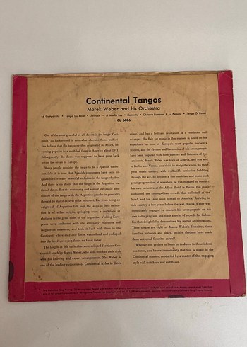 Marek Weber - Continental Tangos Plak - Görsel 2