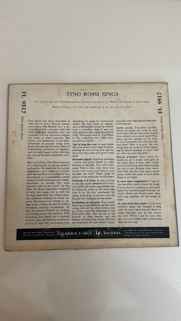Tino Rossi Şarkılar Albümü - Columbia LP - Görsel 2