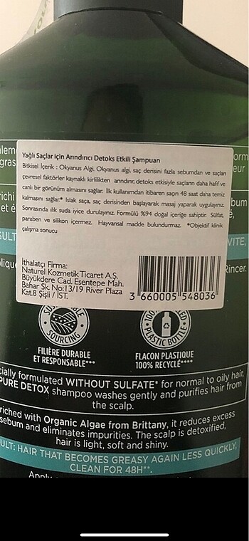 Yves Rocher yağlı saçlar için şampuan bir adet