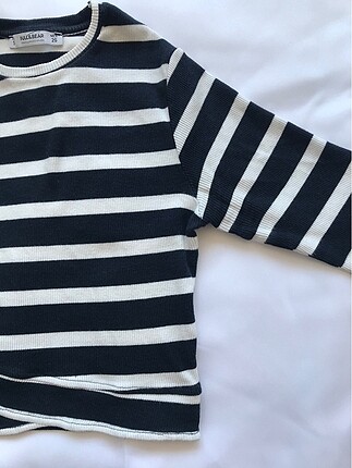Pull and bear lacivert-beyaz çizgili crop top