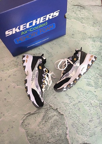 Skechers D LİTES Beyaz Gri Yılan Desenli