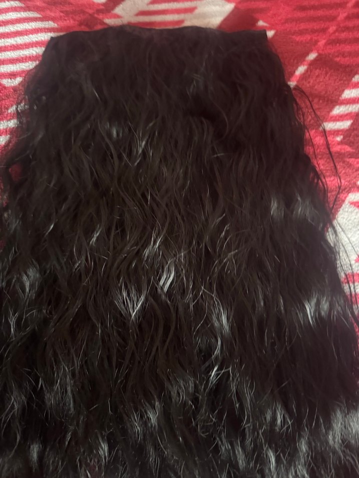 Sıyah dalgalı gerçek saçla karışımlı saç - Görsel 2