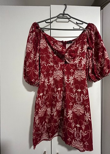 Trendyol & Milla Bordo Desenli Elbise