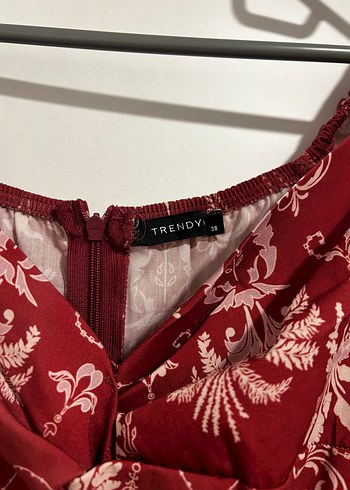 38 Beden bordo Renk Bordo Desenli Elbise