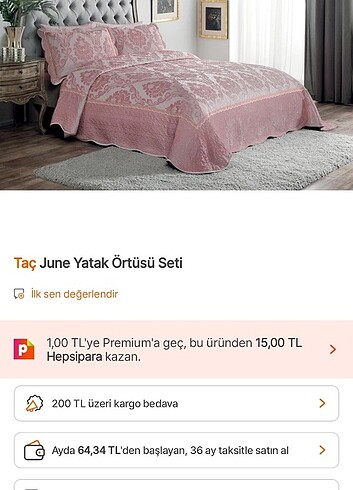 Taç çift kişilik yatak örtüsü