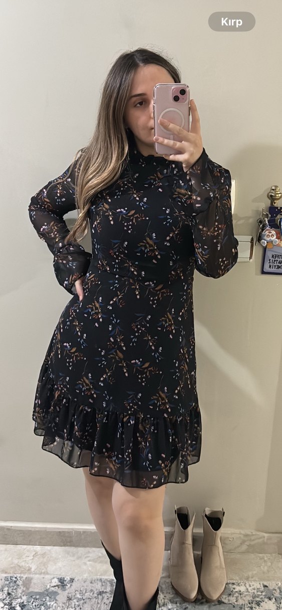 Dantel Detaylı Siyah elbise - Görsel 3