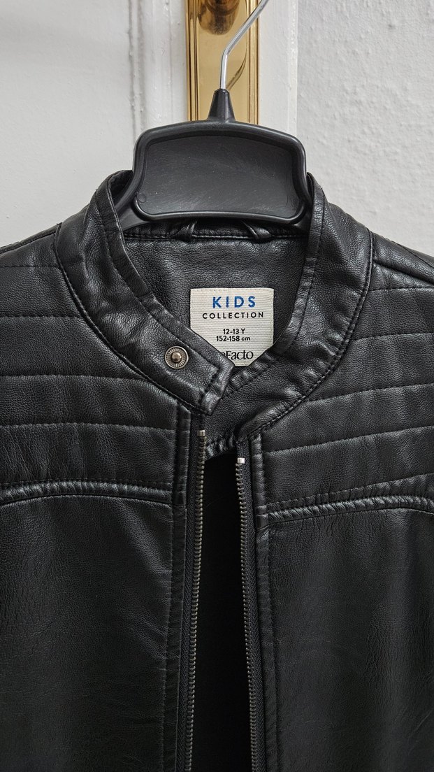 Erkek Çocuk Taş Gibi Deri Ceket - Görsel 3