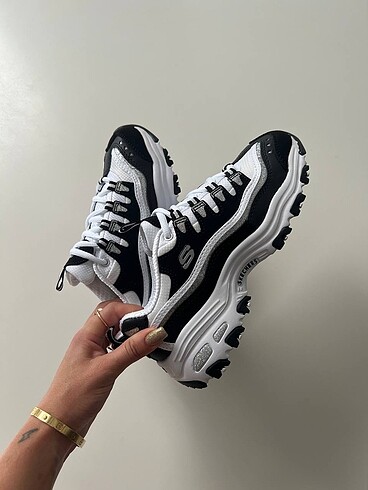 Skechers Skechers D'lites Fresh Start Beyaz Siyah Derili Simli