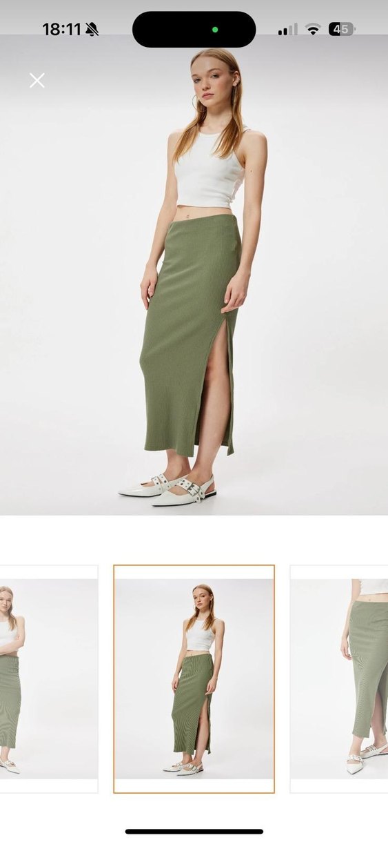 Yeşil likralı yırtmaçlı etek - Görsel 4