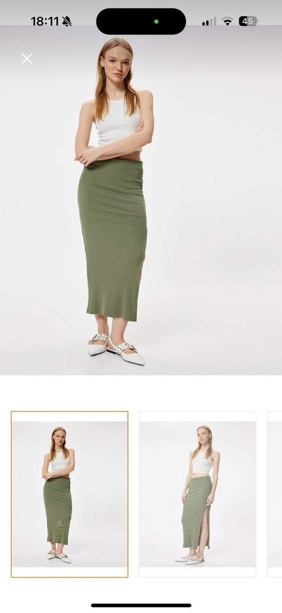 Yeşil likralı yırtmaçlı etek - Görsel 3