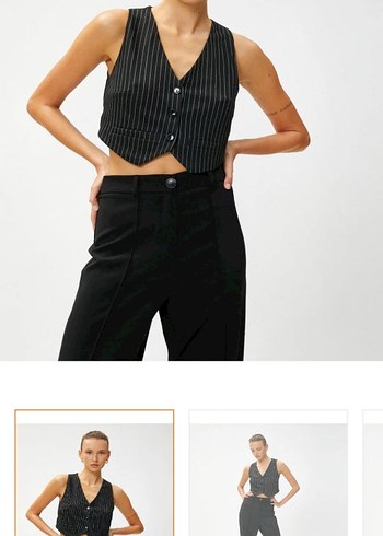 crop balazer yelek çizgili s m beden - Görsel 2