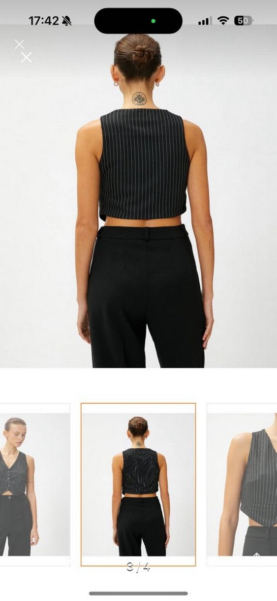 crop balazer yelek çizgili s m beden - Görsel 3