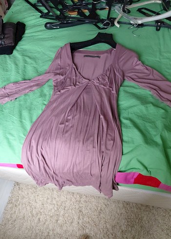 Pudra Pembe V Yaka elbise - Görsel 5