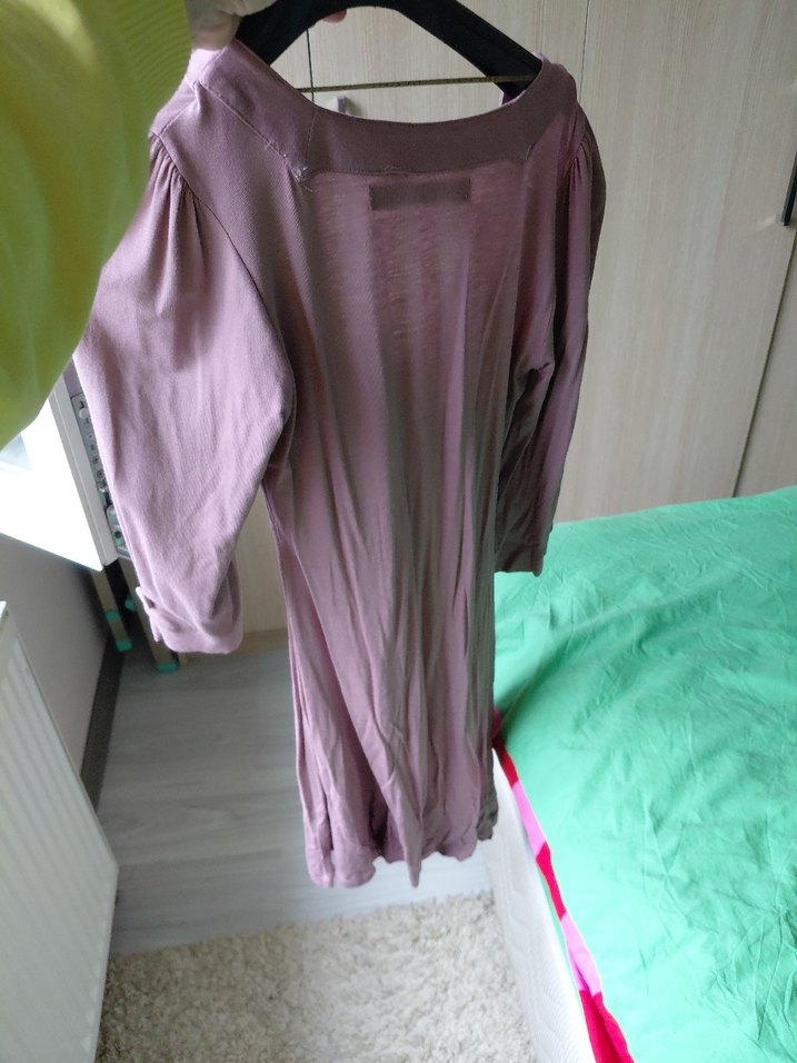 Pudra Pembe V Yaka elbise - Görsel 2