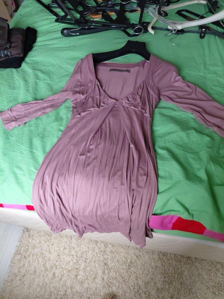 Pudra Pembe V Yaka elbise - Görsel 5