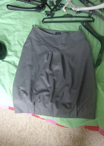 Gri Midi Keten Etek - Görsel 6