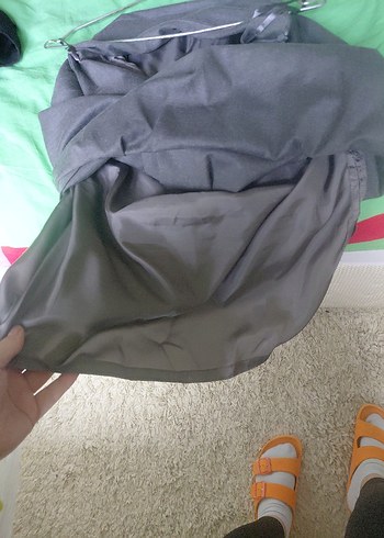 Gri Midi Keten Etek - Görsel 5