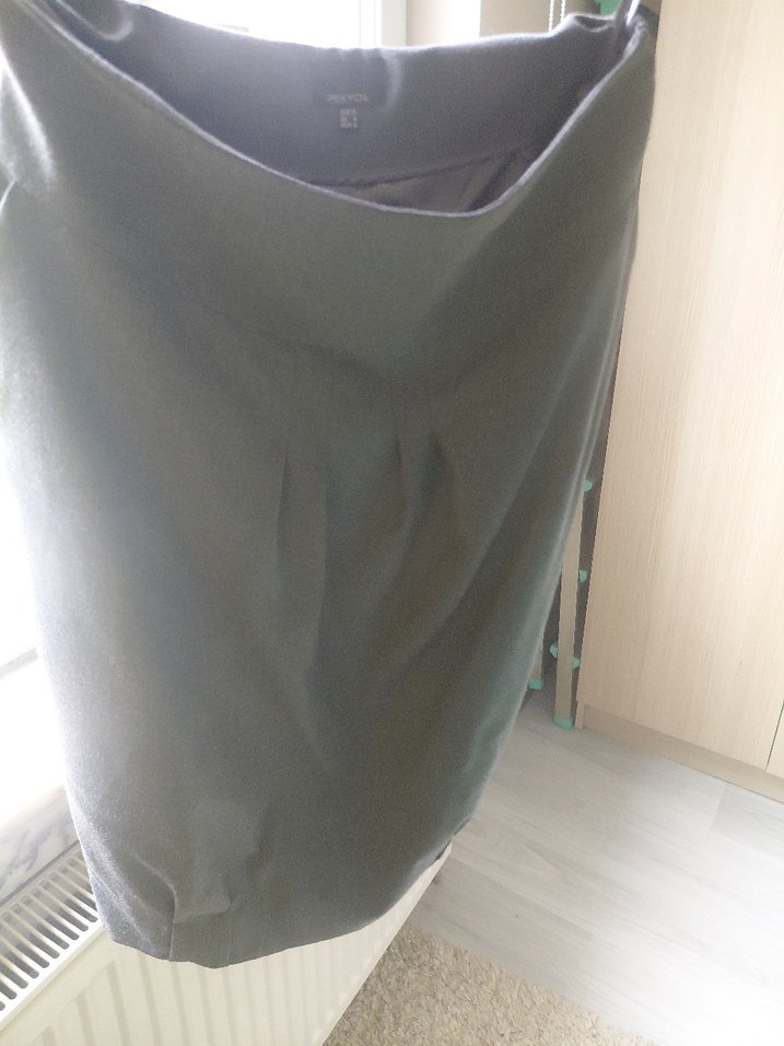 Gri Midi Keten Etek - Görsel 2