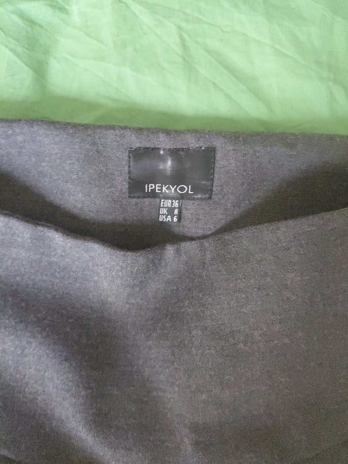 Gri Midi Keten Etek - Görsel 4