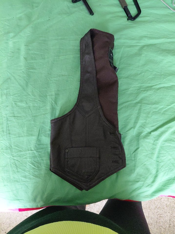 Kahverengi Deri Biker Kadın Yelek - Görsel 4