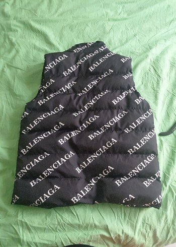 Balenciaga Siyah Baskılı Uzun Yelek - Görsel 3