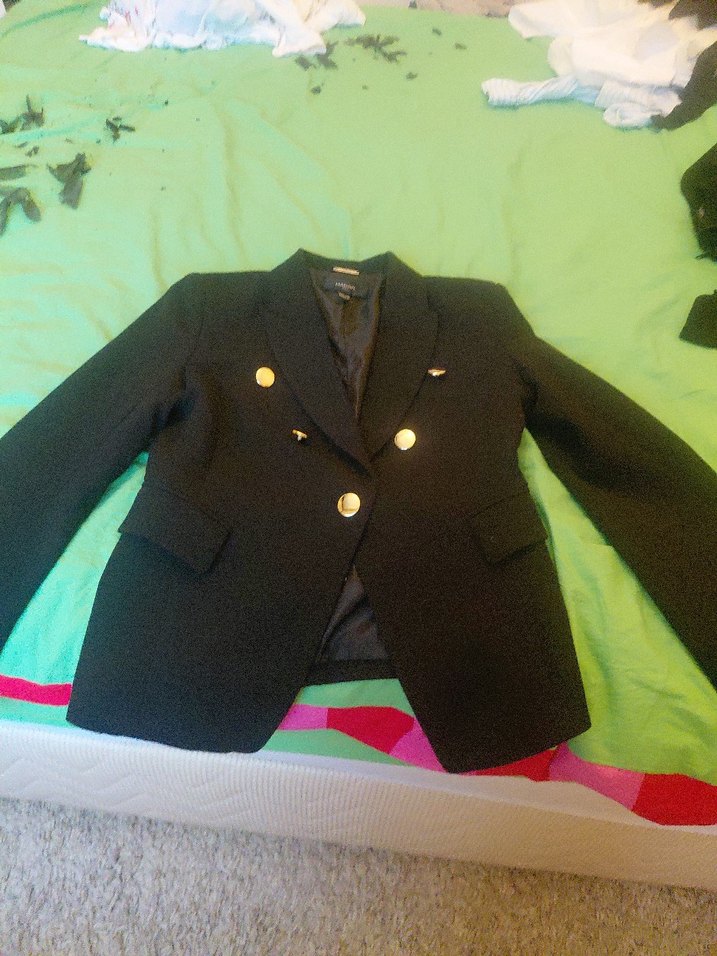 Düğmeli lacivert Kadın Blazer Ceket - Görsel 4