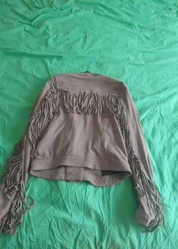 Kadın Bej Süet Püsküllü Ceket - Görsel 3