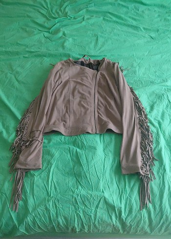 Kadın Bej Süet Püsküllü Ceket - Görsel 4