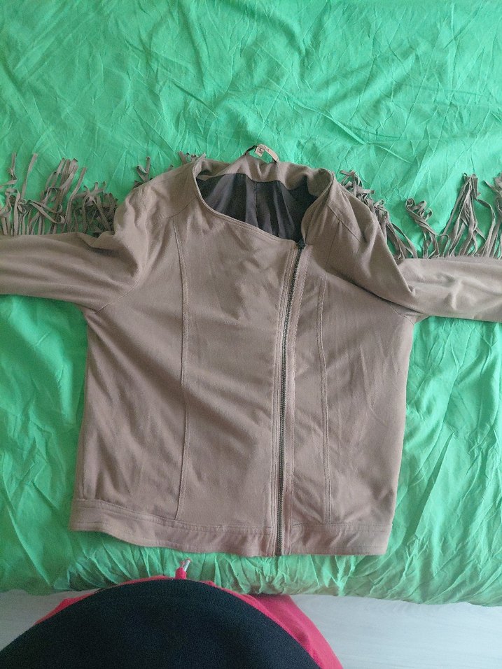 Kadın Bej Süet Püsküllü Ceket - Görsel 2