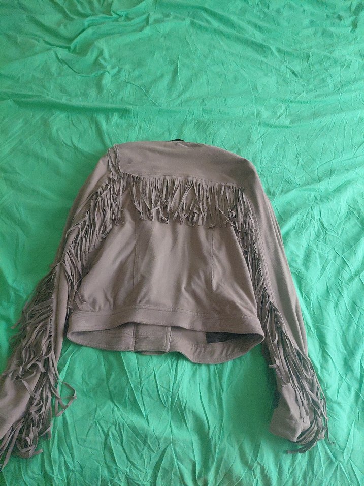 Kadın Bej Süet Püsküllü Ceket - Görsel 3