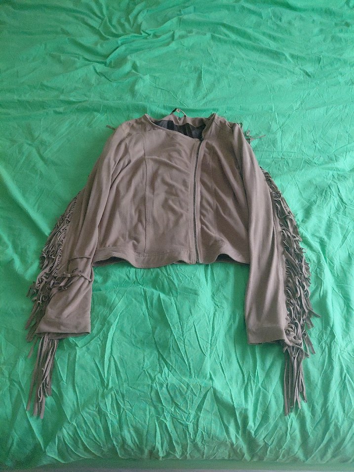 Kadın Bej Süet Püsküllü Ceket - Görsel 4