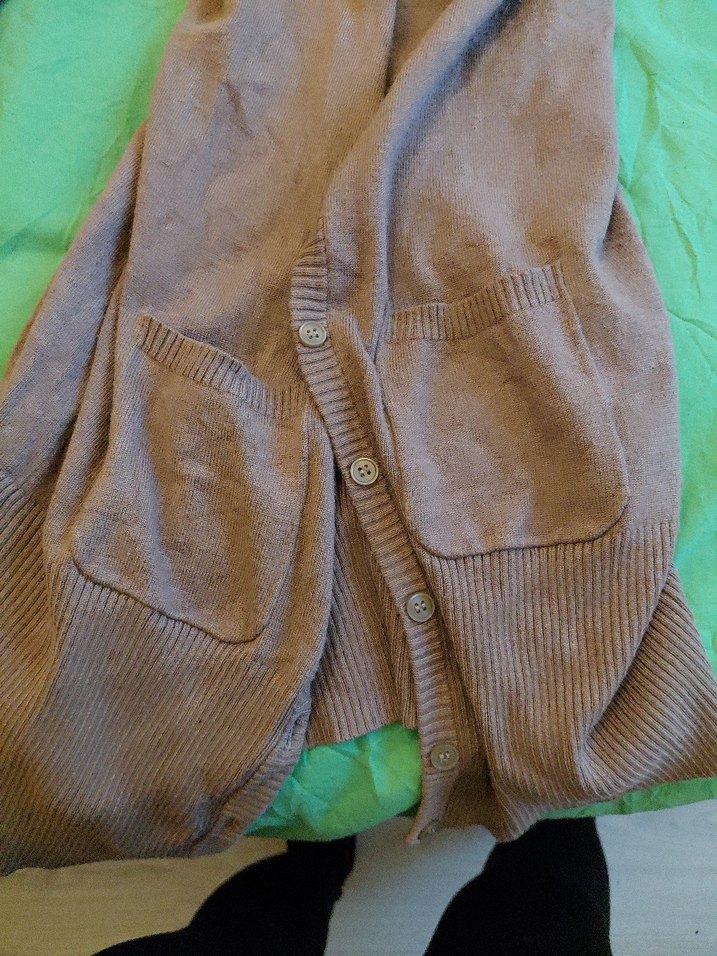 Açık Kahve Düğmeli Uzun Kollu Kadın Hırka - Görsel 5