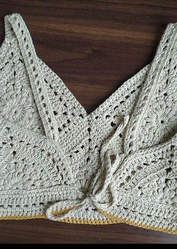 Bohem Beyaz Dantel İşlemeli Mini Büstiyer - Görsel 3