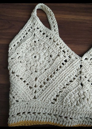 Bohem Beyaz Dantel İşlemeli Mini Büstiyer - Görsel 4