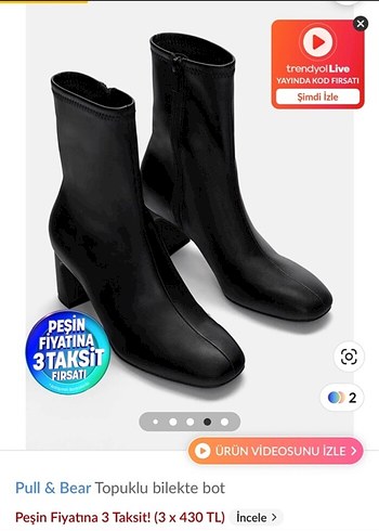 Pull & Bear Siyah Topuklu Bilekte Bot
