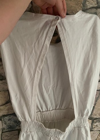 Bayan S beden şortlu sırt detaylı tulum - Görsel 5