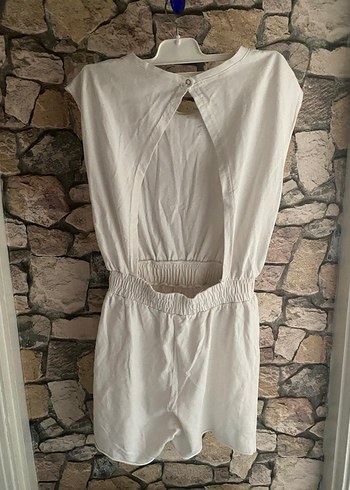 Bayan S beden şortlu sırt detaylı tulum - Görsel 2