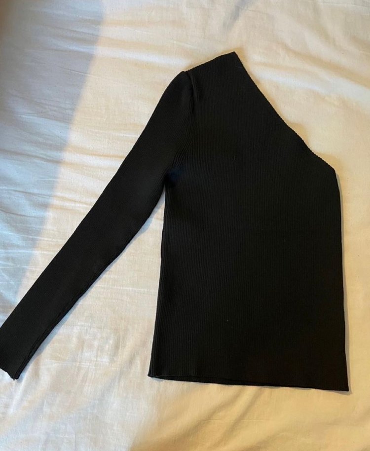 Koton S beden Tek Omuz Siyah Triko Bluz - Görsel 2