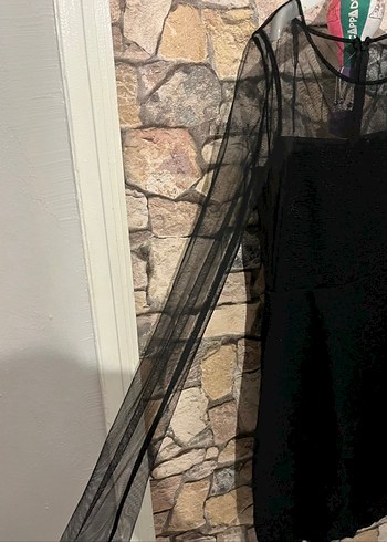 Koton S beden Siyah Uzun Kollu Gotik Kadın Elbise - Görsel 5