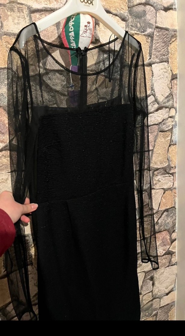 Koton S beden Siyah Uzun Kollu Gotik Kadın Elbise - Görsel 4