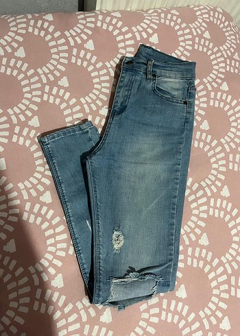 Yırtık Detaylı Mavi Skinny Denim Pantolon - Görsel 4